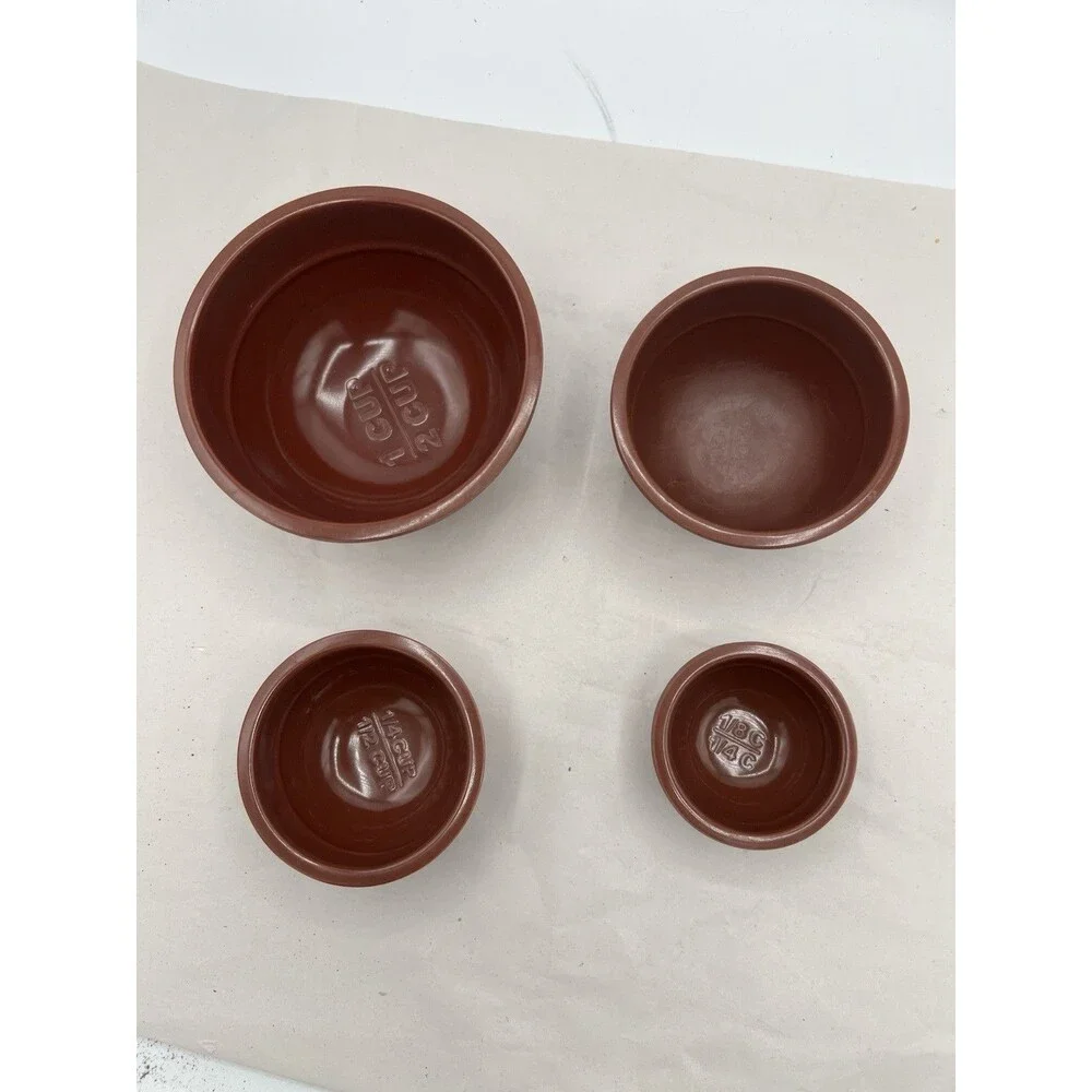Vintage Melmac Nesting Measuring Bowls Set 5 Brown 1/8–2 Cup USA